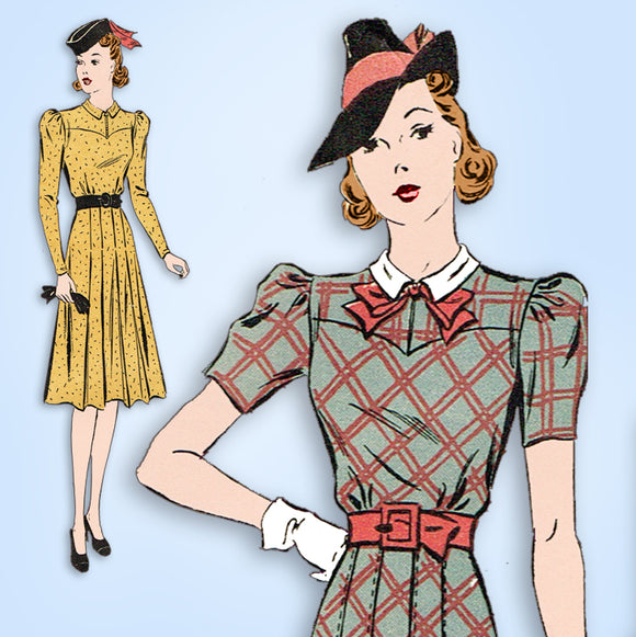 1930s Vintage Du Barry Sewing Pattern 2385 Misses WWII Street Dress Size 34 Bust