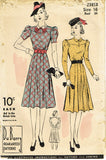 1930s Vintage Du Barry Sewing Pattern 2385 Misses WWII Street Dress Size 34 Bust