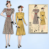 1930s Vintage Du Barry Sewing Pattern 2385 Misses WWII Street Dress Size 34 Bust