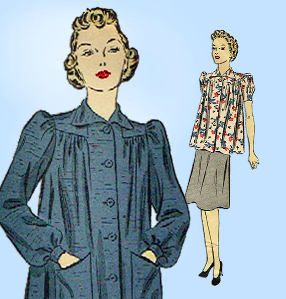 1930s Vintage Du Barry Sewing Pattern 2404 Easy Misses Artist's Smock Sz 30 Bust -Vintage4me2