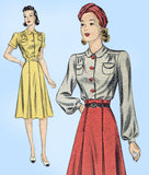 Du Barry 2498: 1940s WWII Misses Skirt & Blouse Size 36 B Vintage Sewing Pattern