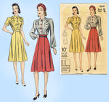 Du Barry 2498: 1940s WWII Misses Skirt & Blouse Size 36 B Vintage Sewing Pattern