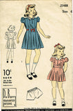 1940s Original Vintage Du Barry Pattern 2548 Toddler Girls Dress & Panties Sz 6