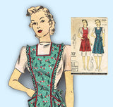 1940s Vintage Du Barry Sewing Pattern 2596 Misses WWII Farm Kitchen Apron Sz 40 42 Bust