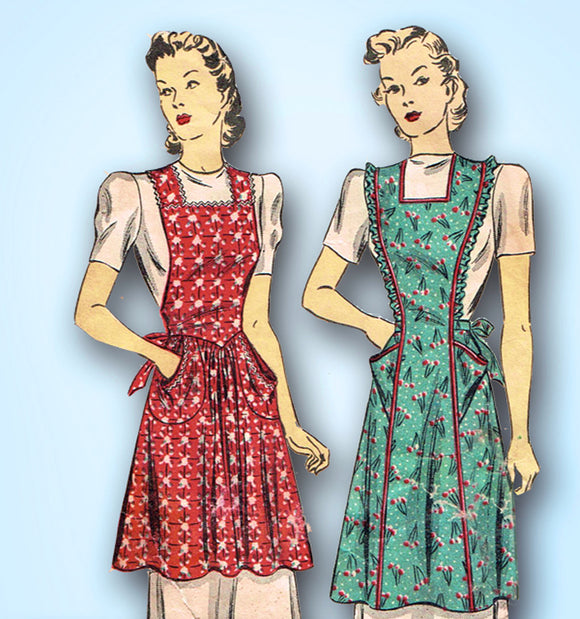 1940s Vintage Du Barry Sewing Pattern 2596 Misses WWII Farm Kitchen Apron Sz 40 42 Bust