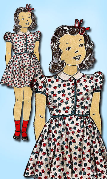 1940s Vintage Du Barry Sewing Pattern 2625 Easy WWII Toddler Girls Dress Size 2 - Vintage4me2