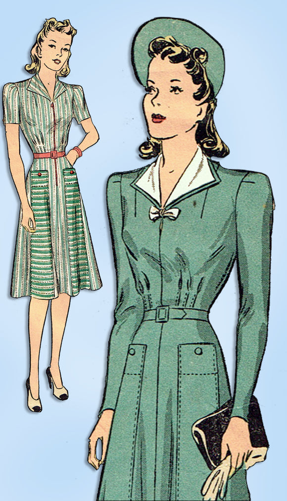 1940s Original Vintage Du Barry Pattern 2634 Misses WWII Street Dress ...