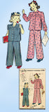 1940s Original Vintage Du Barry Pattern 2678 WWII Toddler Girls 2 PC Pajamas Sz4