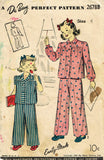 1940s Original Vintage Du Barry Pattern 2678 WWII Toddler Girls 2 PC Pajamas Sz4