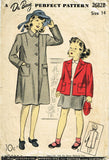 1940s Original Vintage Du Barry Sewing Pattern 2682 WWII Little Girls Coat Sz 14 - Vintage4me2