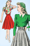 1940s Original Vintage Du Barry Pattern 2707 Misses WWII Skirt & Blouse Sz 32 B