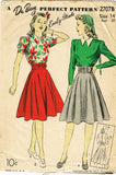 1940s Original Vintage Du Barry Pattern 2707 Misses WWII Skirt & Blouse Sz 32 B