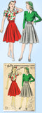 1940s Original Vintage Du Barry Pattern 2707 Misses WWII Skirt & Blouse Sz 32 B