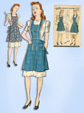 1940s Vintage Du Barry Sewing Pattern 2710 Misses WWII Full Bib Apron Sz 32 34 B
