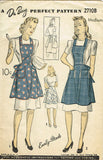 1940s Vintage Du Barry Sewing Pattern 2710 Misses WWII Full Bib Apron Sz 36 38 B