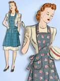 1940s Vintage Du Barry Sewing Pattern 2710 Misses WWII Full Bib Apron Sz 32 34 B