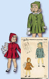 1940s Vintage Du Barry Sewing Pattern 2736 WWII Toddler Girls Coat & Hat Size 4 - Vintage4me2