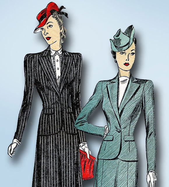 1940s Vintage Du Barry Sewing Pattern 5173 Uncut Misses WWII Tailored Suit 34 B