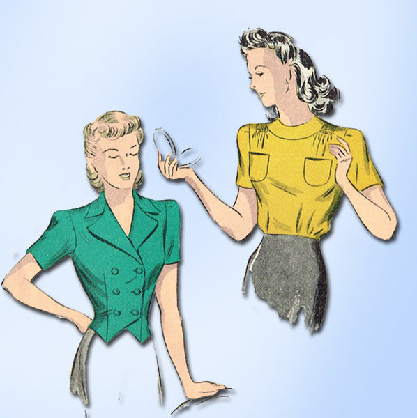 1940s Vintage Du Barry Sewing Pattern 5246 Misses Blouse & Jacket Size 14 32B - Vintage4me2