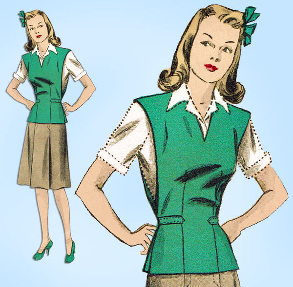 1940s Vintage Du Barry Sewing Pattern 5301 Uncut WWII Skirt & Jerkin Sz 36 Bust