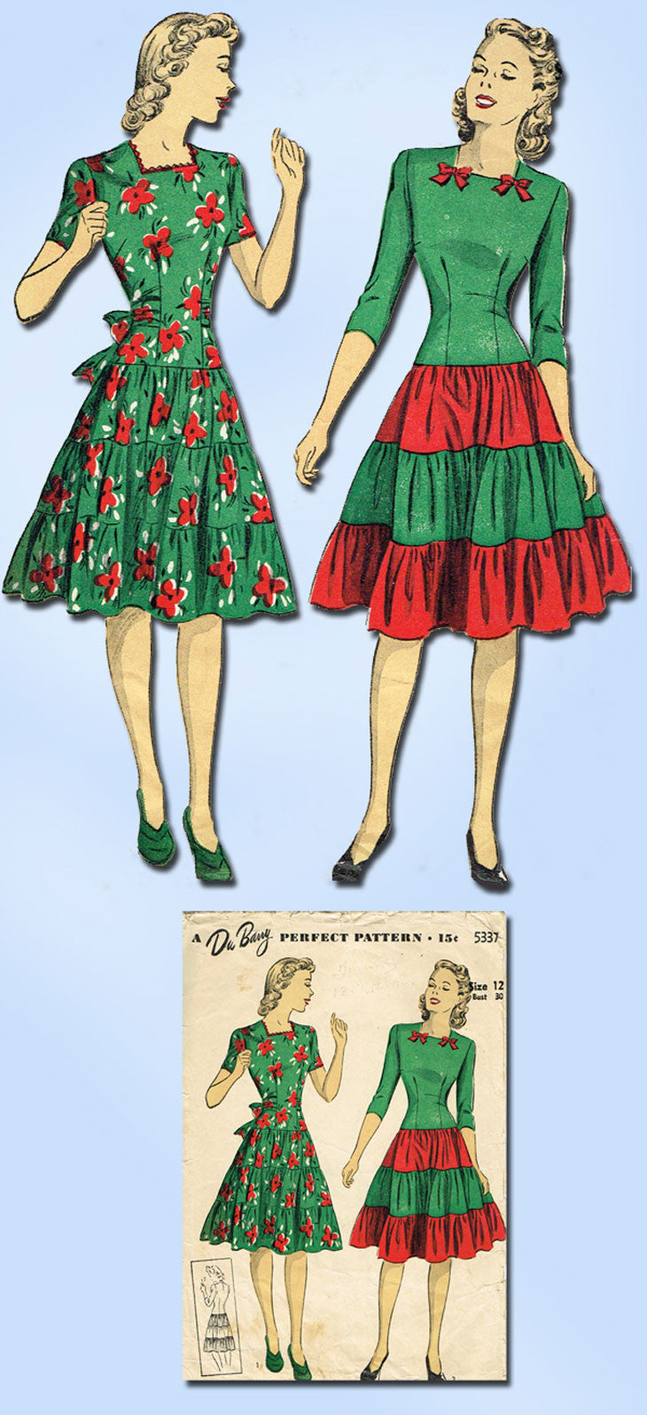 1940s Vintage Du Barry Sewing Pattern 5337 Uncut Misses WWII Party Dre –  Vintage4me2