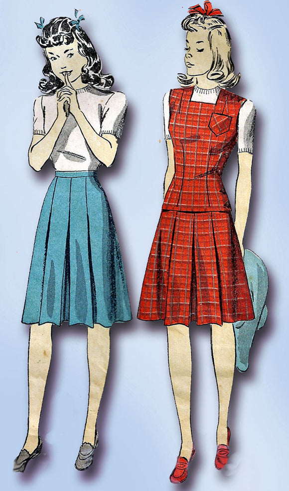 1940s Vintage Du Barry Sewing Pattern 5425 WWII Little Girls Suit Size 10 28 B - Vintage4me2