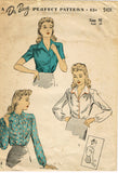 Du Barry 5431: 1940s Charming WWII Misses Blouse Sz 34 B Vintage Sewing Pattern