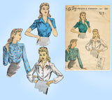 Du Barry 5431: 1940s Charming WWII Misses Blouse Sz 34 B Vintage Sewing Pattern