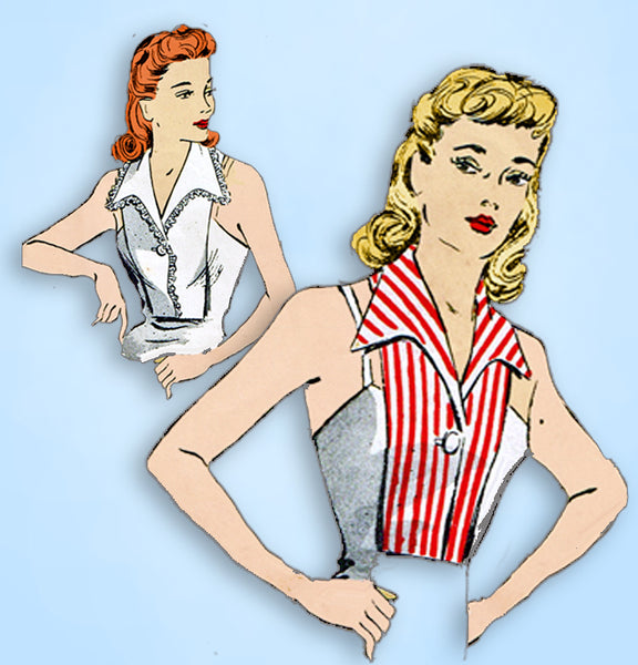 1940s Original Vintage Du Barry Sewing Pattern 5432 Misses WWII Dickey Fits All - Vintage4me2