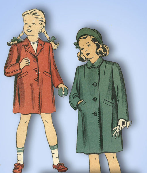 1940s Vintage Du Barry Sewing Pattern 5452 Little Girls WWII Coat Size 8 26 W - Vintage4me2