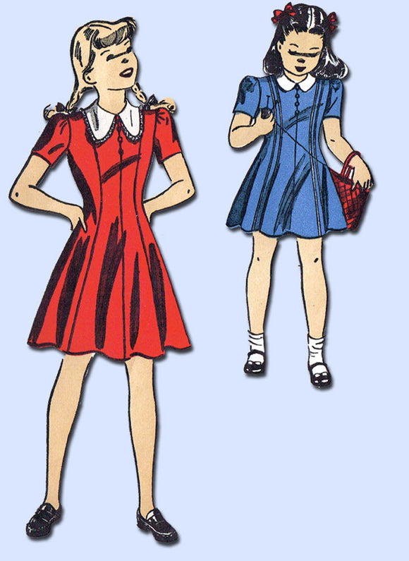 1940s Vintage Du Barry Sewing Pattern 5479 Easy WWII Toddler Girls Dress Sz 6 FF - Vintage4me2