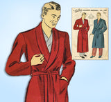 1940s Vintage Du Barry Sewing Pattern 5498 WWII Men's Bath Robe Size 34 36 Bust