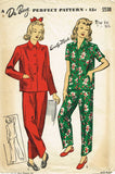 1940s Original Vintage Du Barry Pattern 5538 Easy WWII 2 PC Pajamas Size 32 Bust