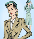 1940s Vintage Du Barry Sewing Pattern 5555 Uncut Misses WWII Tailored Suit 34 B