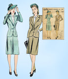1940s Vintage Du Barry Sewing Pattern 5555 Uncut Misses WWII Tailored Suit 34 B