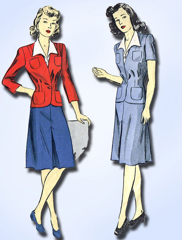 1940s Vintage Du Barry Sewing Pattern 5562 Misses WWII Tailored Suit Size 14 32B - Vintage4me2