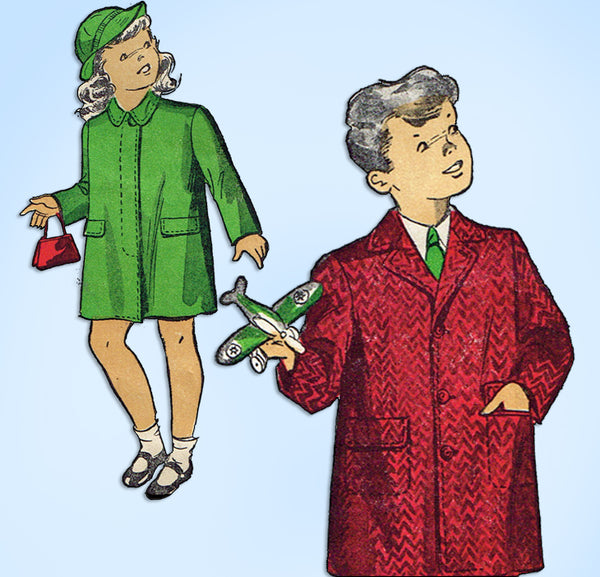 1940s Original Vintage Du Barry Pattern 5570 Uncut WWII Toddler Girls Coat Sz 4
