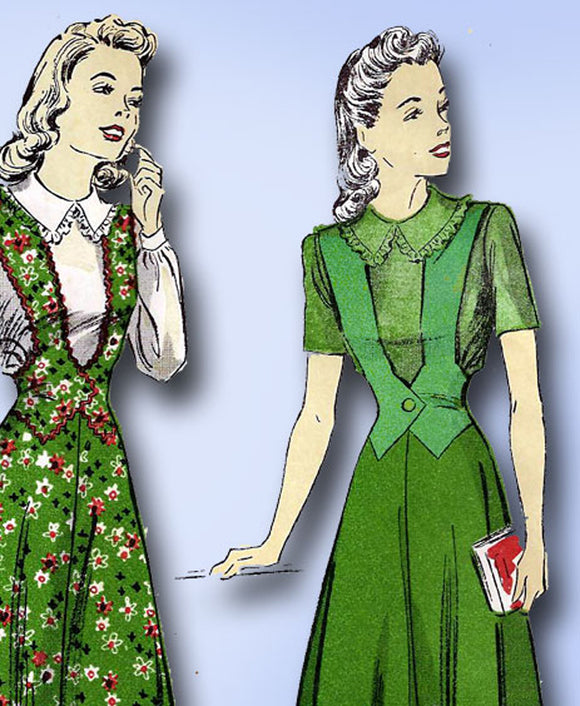1940s Original Vintage Du Barry Pattern 5578 WWII Misses Jumper Dress Size 32 B