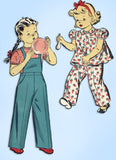 1940s Original Vintage Du Barry Pattern 5584 WWII Girls Overalls & Smock Top Sz4
