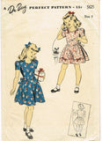 1940s Original Vintage Du Barry Pattern 5625 WWII Toddler Girls Party Dress Sz 6
