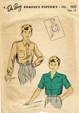 1940s Vintage Du Barry Sewing Pattern 5650 WWII Teen Boys Shirt Size 12 30 Bust - Vintage4me2