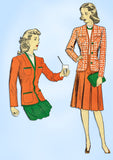 1940s Original Vintage Du Barry Pattern 5689 Charming WWII Misses Suit Sz 32 B