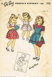1940s Original Vintage Du Barry Pattern 5732 WWII Toddler Girls Pinafore Dress 4