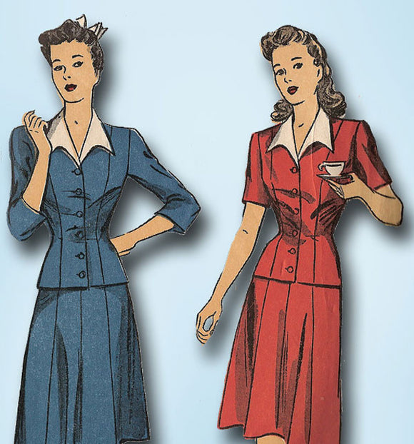 1940s Vintage Du Barry Sewing Pattern 5733 Easy Misses WWII Suit Size 14 32B - Vintage4me2