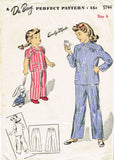 1940s Original Vintage Du Barry Pattern 5744 Easy WWII Toddler Girls Pajamas Sz4
