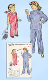 1940s Original Vintage Du Barry Pattern 5744 Easy WWII Toddler Girls Pajamas Sz4
