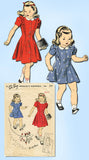 1940s Vintage Du Barry Sewing Pattern 5751 WWII Toddler Girls Princess Dress Sz4
