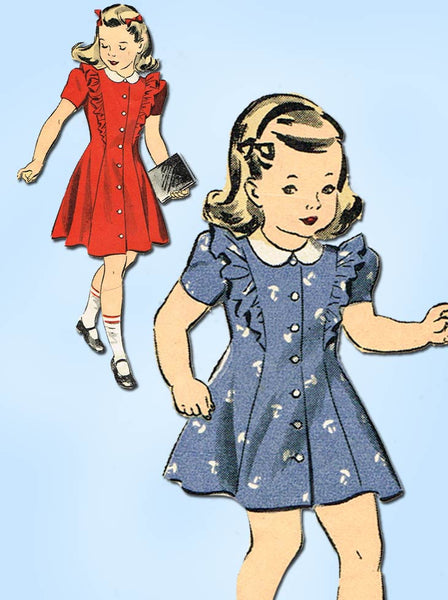 1940s Vintage Du Barry Sewing Pattern 5751 WWII Toddler Girls Princess Dress Sz2 - Vintage4me2
