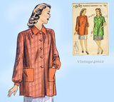 Du Barry 5761: 1940s Uncut WWII Misses Smock Sz 38 Bust Vintage Sewing Pattern