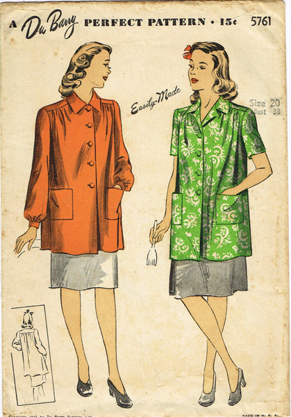 Du Barry 5761: 1940s Uncut WWII Misses Smock Sz 38 Bust Vintage Sewing Pattern